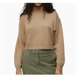 Aritzia Wilfred Free Harper Merino wool cropped Sweater Size 2XS taupe
